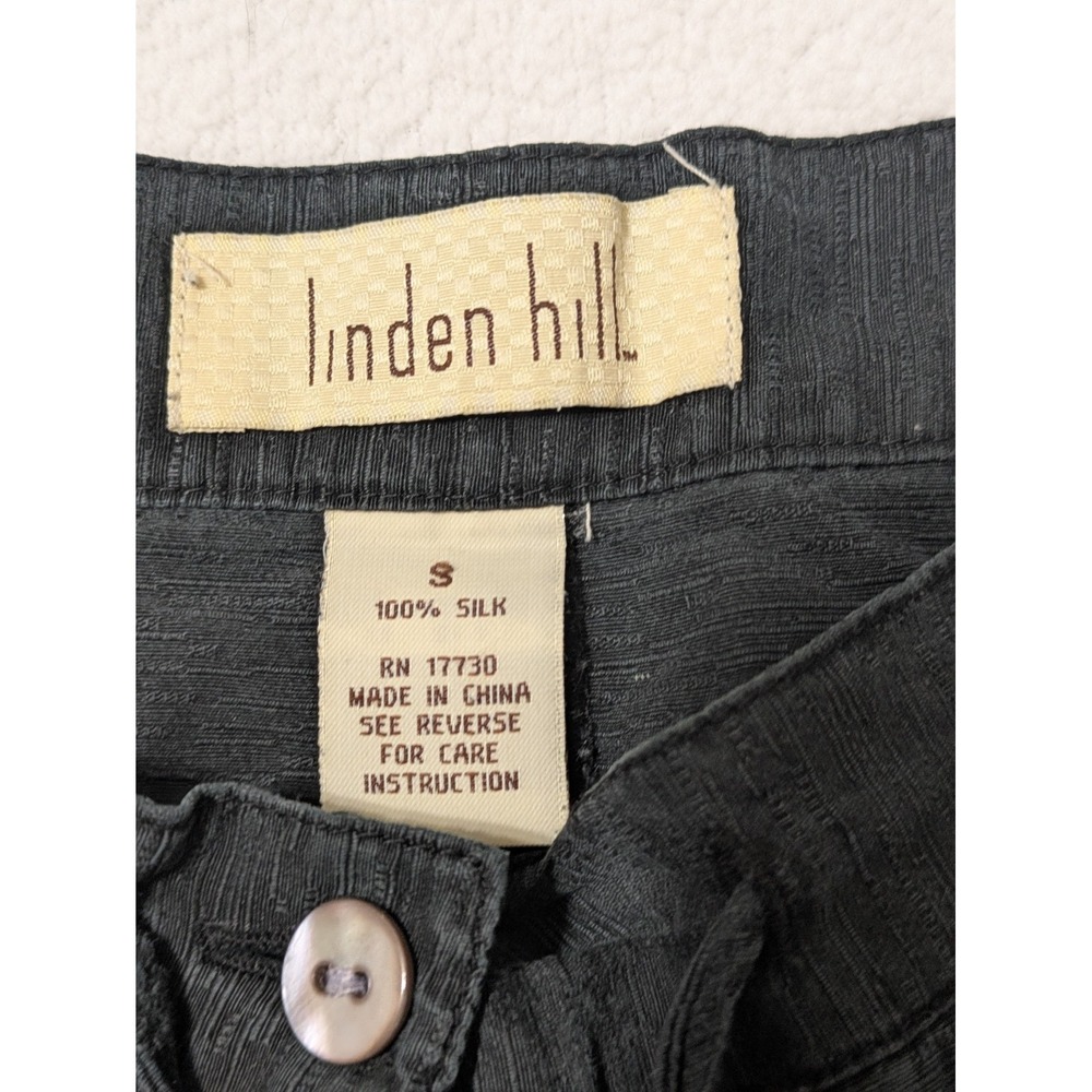Linden Hill 100% Silk Pants Black Wide Leg Size Small Cropped Lagenlook Washable - Picture 2 of 11